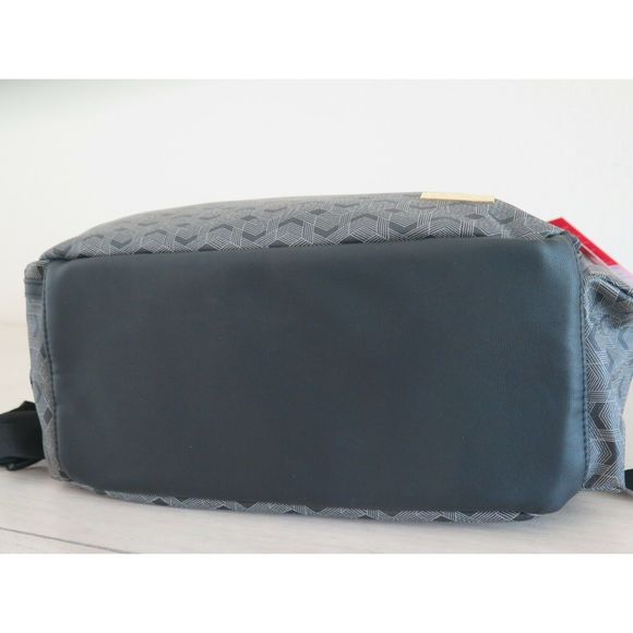 Skip Hop DECO Saffiano Diaper Backpack Black/Gray Vegan Leather Interweave Lines - Picture 9 of 11